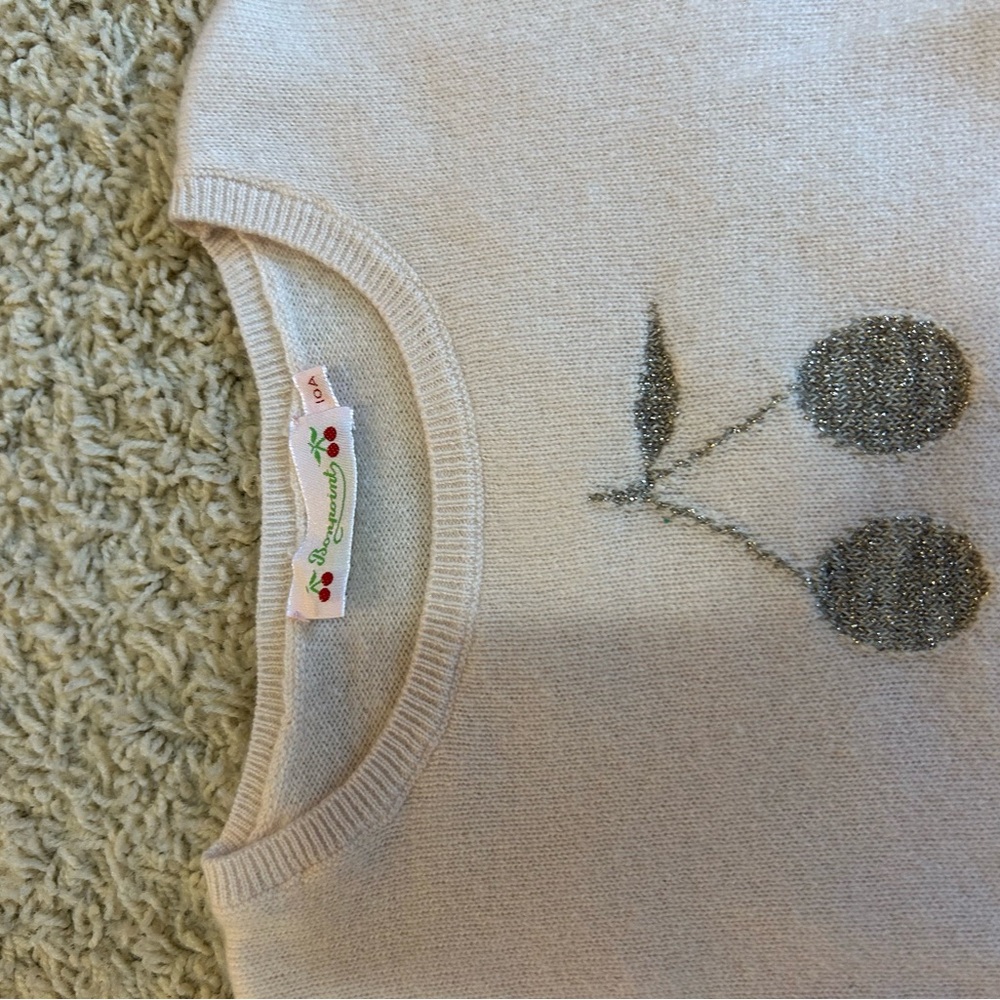 Bonpoint light pink Sweater with Silver Cherry Motif